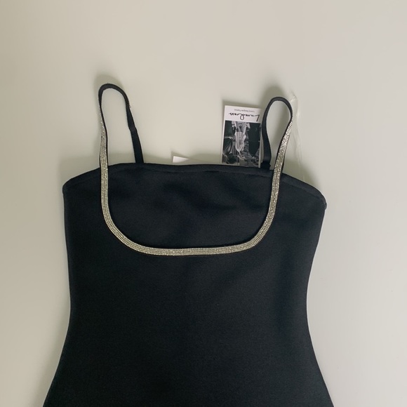 Luxedress (Luxedress.com) black minidress with rhinestone trim, size small. - Picture 3 of 10